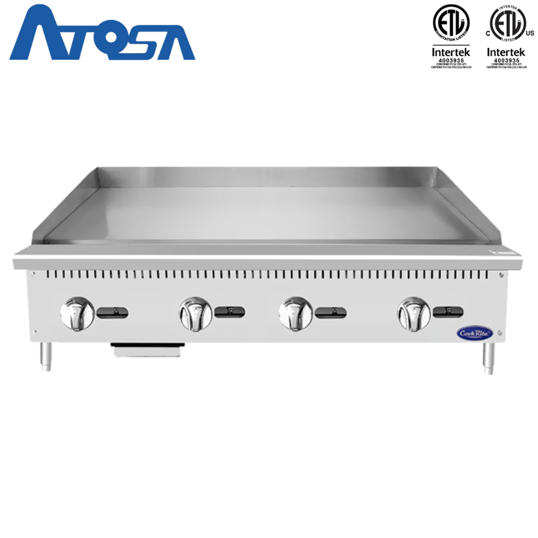 (PP) Plancha Industrial a Gas de 48"/120cm con Control Manual, 120,000 BTU – Acero Inoxidable Atosa ATMG-48