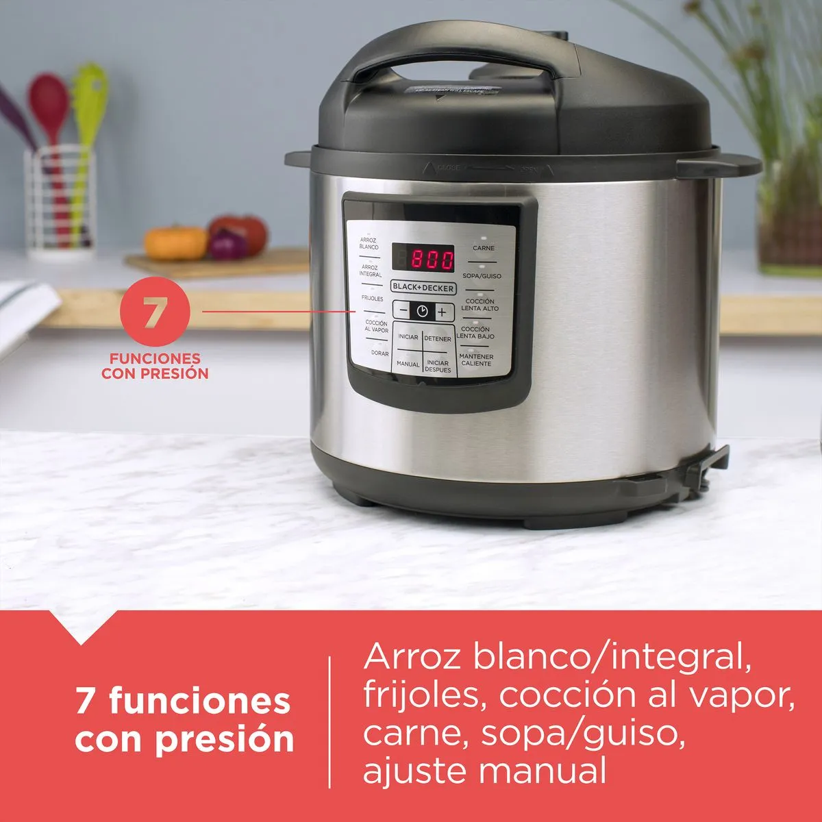 Olla de Presión Digital BLACK+DECKER PR100SD de 6 Litros | Olla Eléctrica Multifuncional Programable - Image 6