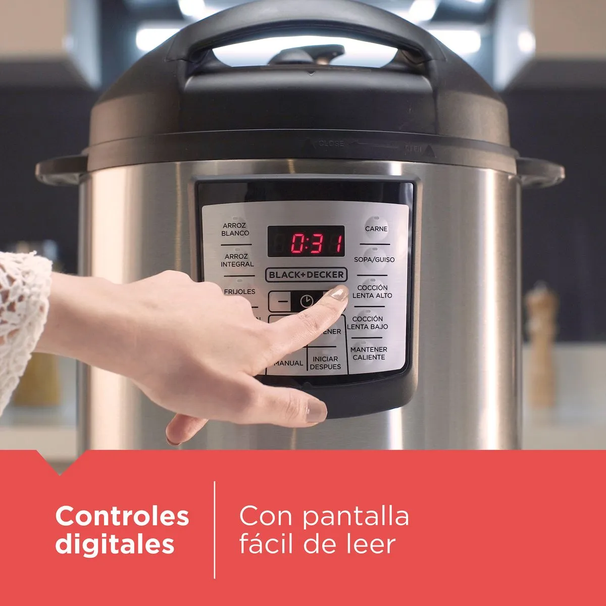 Olla de Presión Digital BLACK+DECKER PR100SD de 6 Litros | Olla Eléctrica Multifuncional Programable - Image 9
