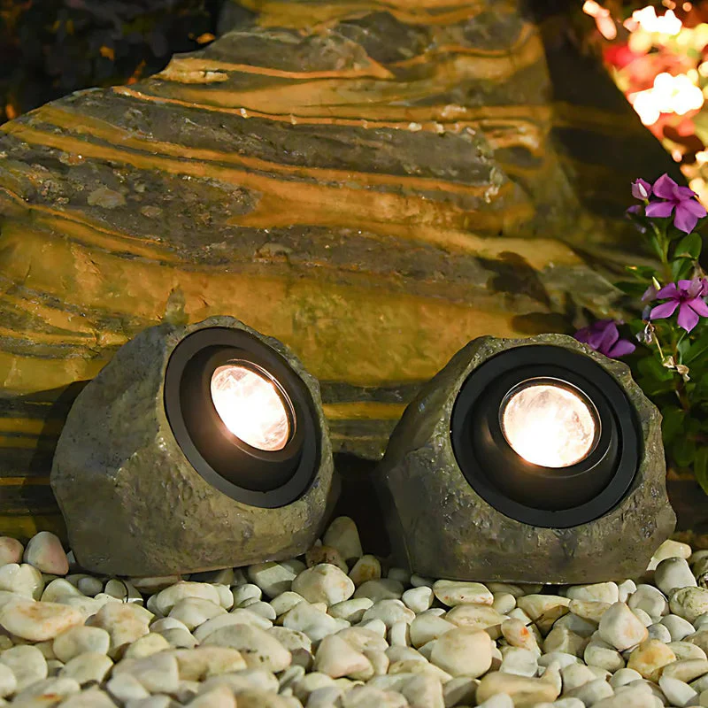 Roca Solar. Lampara Luz Solar Para Jardín. IP65 Foco Lampara Con Panel Solar En Forma De Piedra. Luz Blanca Y Cálida. AB589 - Image 2