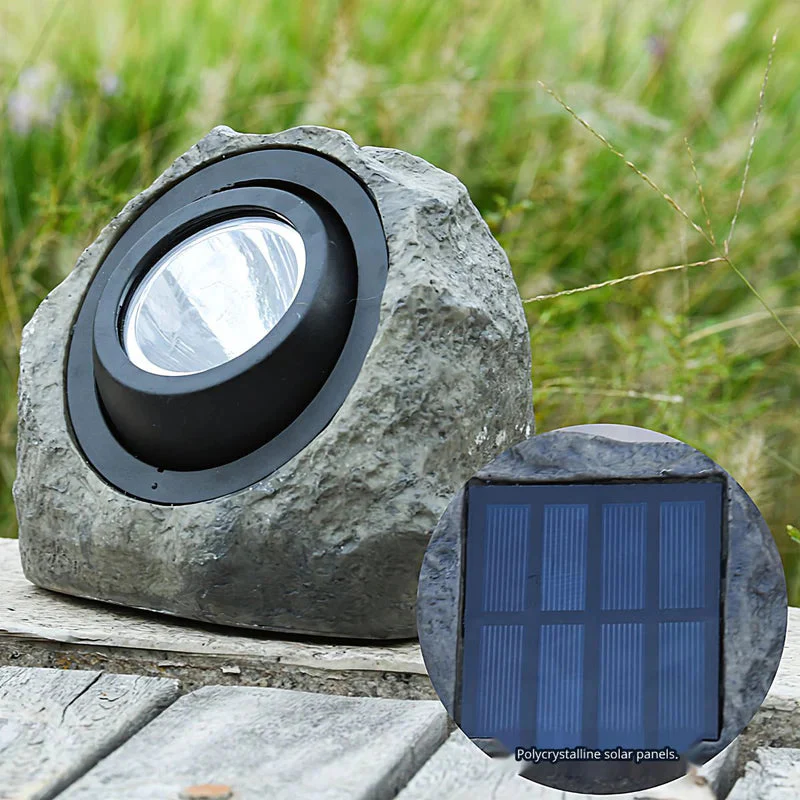 Roca Solar. Lampara Luz Solar Para Jardín. IP65 Foco Lampara Con Panel Solar En Forma De Piedra. Luz Blanca Y Cálida. AB589 - Image 3