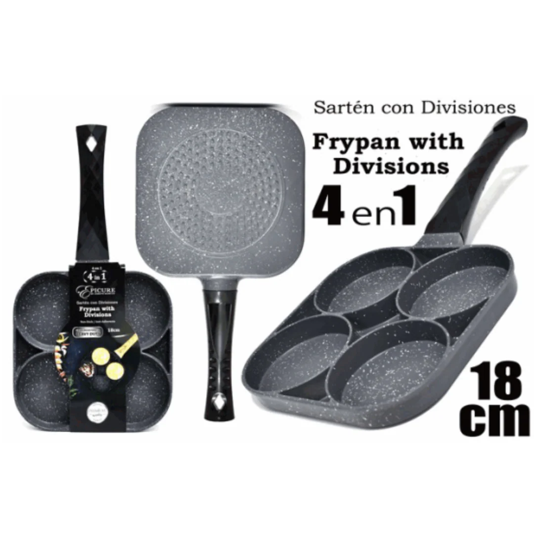 Sartén Antiadherente de 4 Divisiones 18cm para Freir Huevo EP-HBP18CM - Image 4