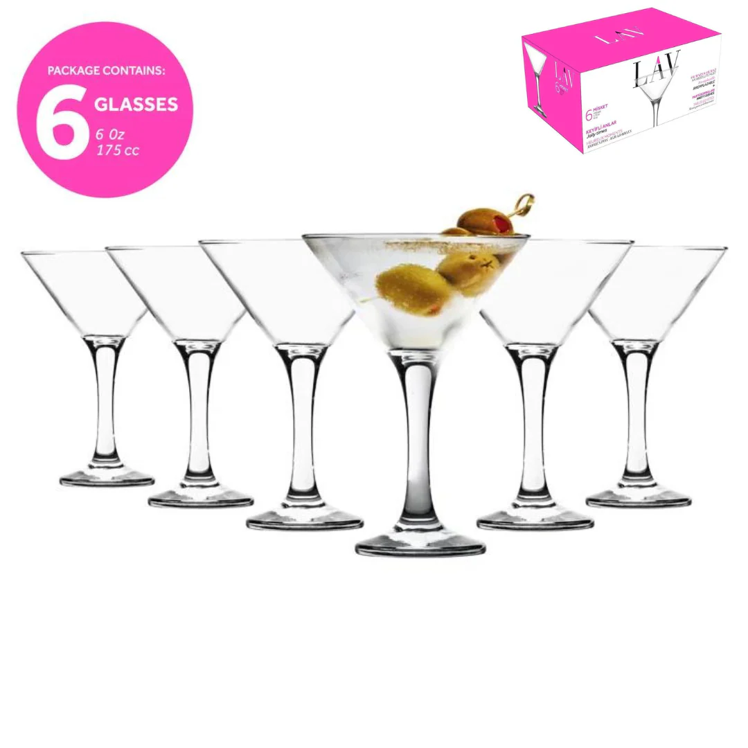 Set de 6 Copas Misket para Martini 6oz Vidrio LV-MIS586F LAV
