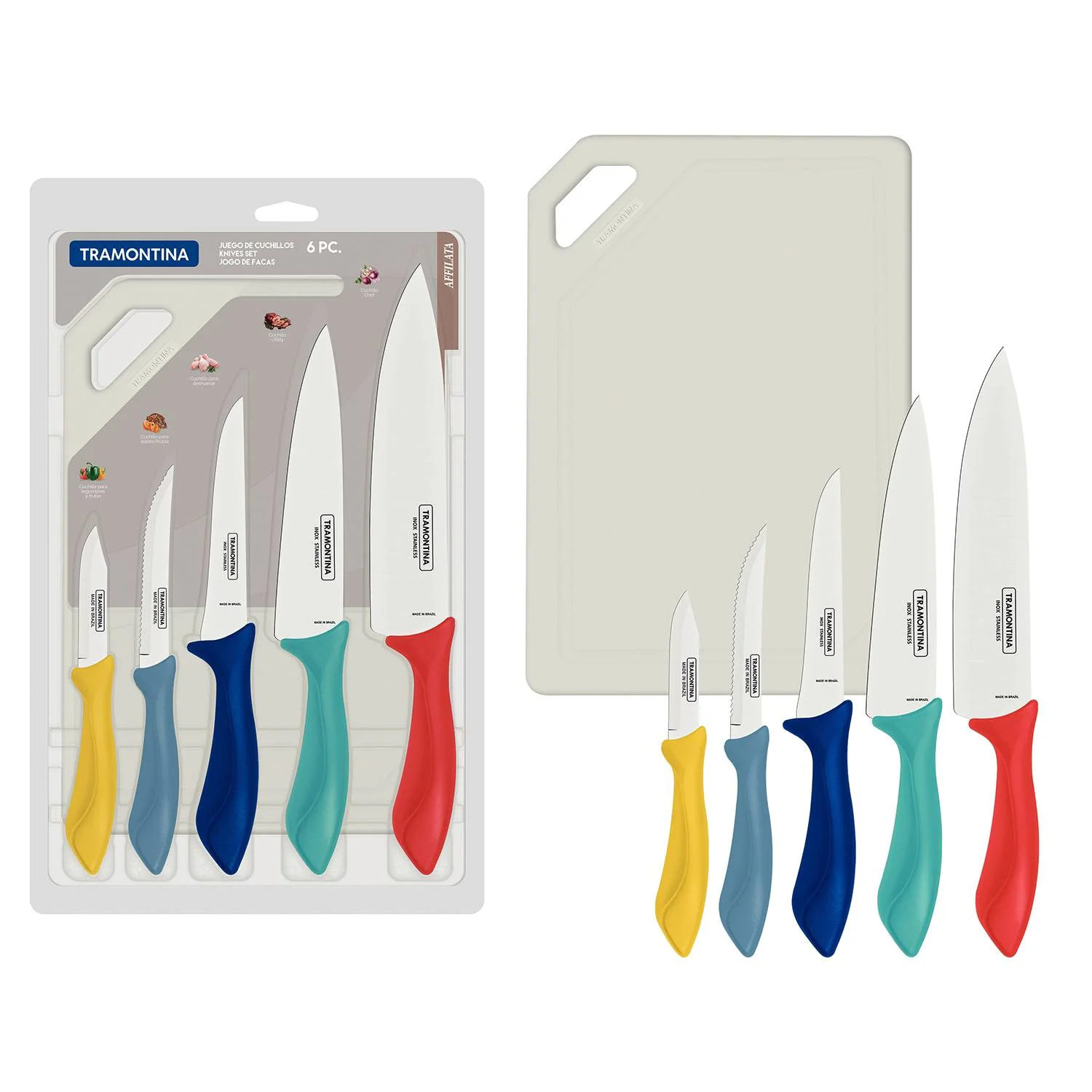Set de Cuchillo 5 Piezas +1 Tabla de Picar Tramontina 23699956