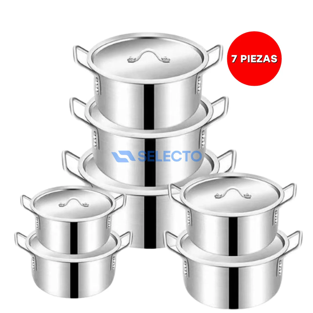 Set Juego de Ollas de Aluminio de 7 Piezas Lotus FG-818-1