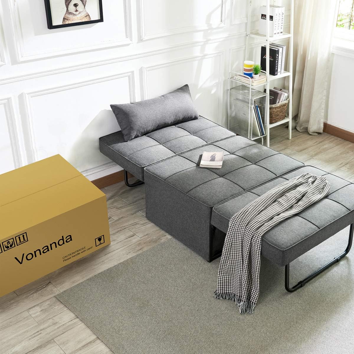 Sofá Cama Convertible 4 en 1 Plegable Multifunción Moderna de Lino Transpirable Gris Oscuro 908A Vonanda - Image 2