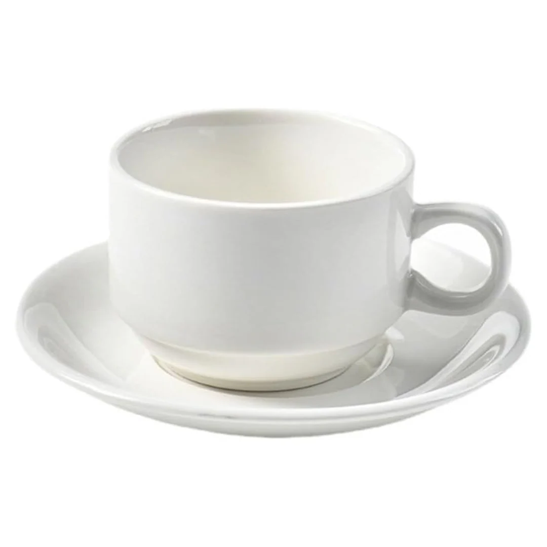 Taza con Plato de Cerámica Blanco 8.5x4.5cm 250ml 24558 Taza de café. Cerámica.