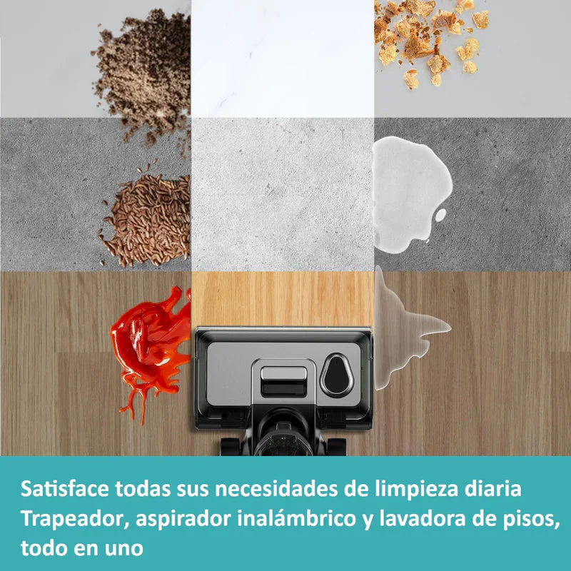 Trapeador Fregona Mopa Aspiradora Electrica Inteligente Inalámbrica Recargable, Mopea Y Aspira, Agua, Seco Y Húmedo 200W Batería 4000 Mah Función De Autolimpieza, Secado Y Electrolisis VCMSNK10 - Image 2