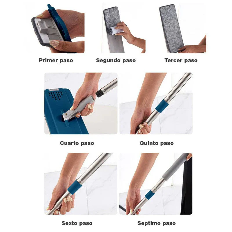 Trapeador Mop Plano De Microfibra Con Cubo Exprimidor AN23 - Image 6